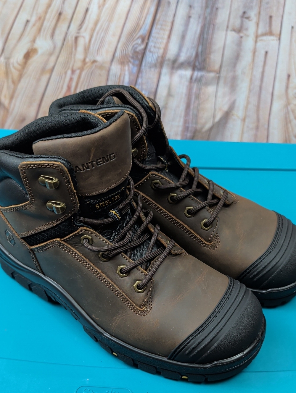 Anteng Brown Steel Toe Work Boots for Men Size 8.5  Brand New